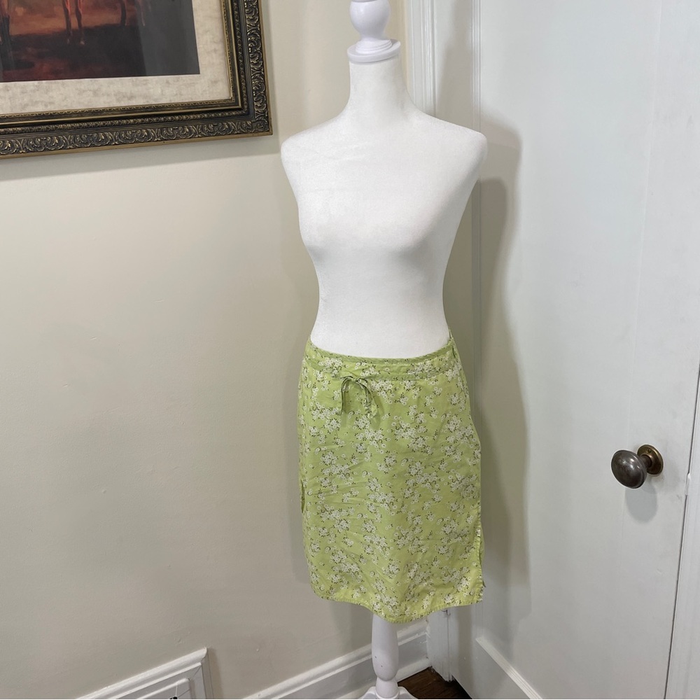 Y2K Light Green Floral Printed Mini Skirt, by Espirit, Size XS/S